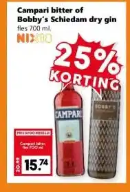 Coop Campari bitter of bobby's schiedam dry gin aanbieding