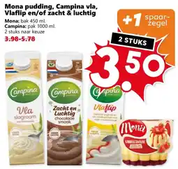 Coop Mona pudding, campina vla, vlaflip en/of zacht & luchtig aanbieding