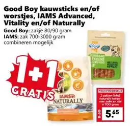 Coop Good boy kauwsticks en/of worstjes, iams advanced, vitality en/of naturally aanbieding