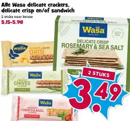 Boon`s Markt Alle Wasa delicate crackers. delicate crisp en/of sandwich aanbieding