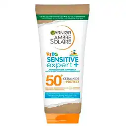 Trekpleister Garnier Ambre Solaire Kids Sensitive Expert+ SPF50+ Zonnemelk aanbieding