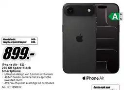 MediaMarkt iPhone Air-5G - 256 GB Space Black Smartphone aanbieding