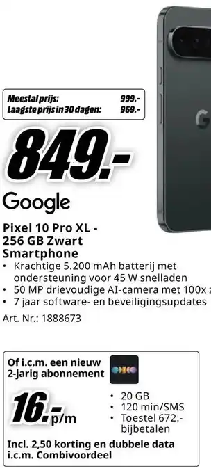 Google Pixel 10 Pro XL - 256 GB Zwart Smartphone