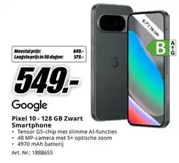 MediaMarkt Google Pixel 10 - 128 GB Zwart Smartphone aanbieding