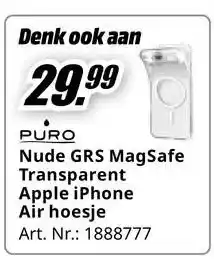 MediaMarkt Puro nude grs magsafe transparent apple iphone air hoesje aanbieding