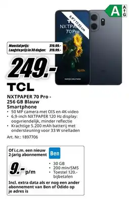 MediaMarkt TCL NXTPAPER 70 Pro - 256 GB Blauw Smartphone aanbieding