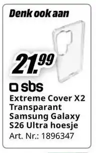 MediaMarkt sbs Extreme Cover X2 Transparant Samsung Galaxy S26 Ultra hoesje aanbieding