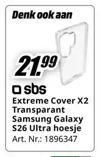 MediaMarkt sbs Extreme Cover X2 Transparant Samsung Galaxy S26 Ultra hoesje aanbieding