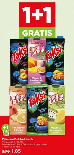 PLUS Taksi en dubbeldrank aanbieding