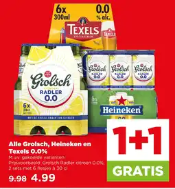 PLUS Alle grolsch, heineken en texels 0.0% aanbieding
