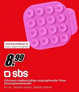 MediaMarkt sbs Siliconen dubbelzijdige zuignaphouder Roze aanbieding