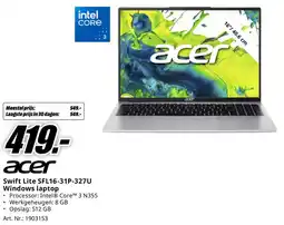 MediaMarkt acer Swift Lite SFL16-31P-327U Windows laptop aanbieding