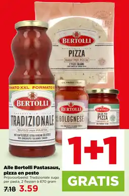PLUS Alle bertolli pastasaus, pizza en pesto aanbieding