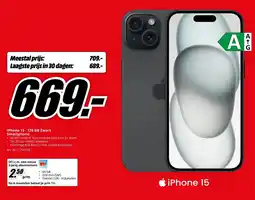 MediaMarkt iPhone 15 -128 GB Zwart Smartphone aanbieding