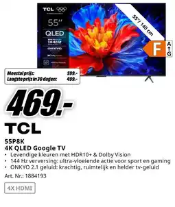 MediaMarkt TCL 55P8K 4K QLED Google TV aanbieding
