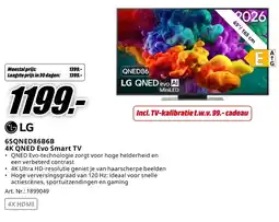 MediaMarkt LG 65QNED86B6B 4K QNED Evo Smart TV aanbieding