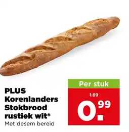 PLUS PLUS Korenlanders Stokbrood rustiek wit aanbieding