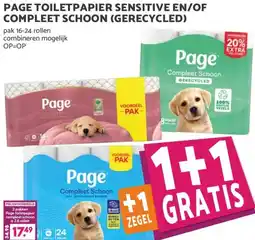 Boon`s Markt PAGE TOILETPAPIER SENSITIVE EN/OF COMPLEET SCHOON (GERECYCLED) aanbieding