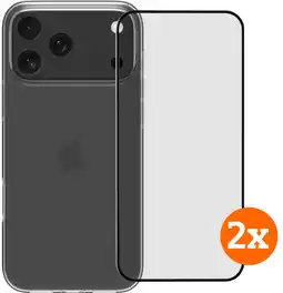 Coolblue BlueBuilt Back Cover iPhone 17 Pro Max Transparant + Screenprotector Duo Pack aanbieding