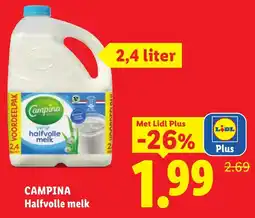 Lidl Campina Halfvolle melk aanbieding