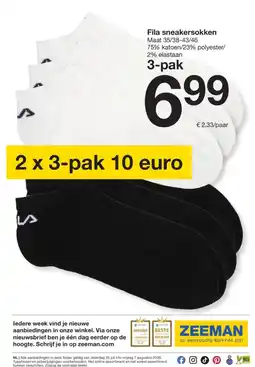 Zeeman Fila sneakersokken aanbieding