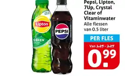 Hoogvliet Pepsi, lipton, 7up, crystal clear of vitaminwater aanbieding