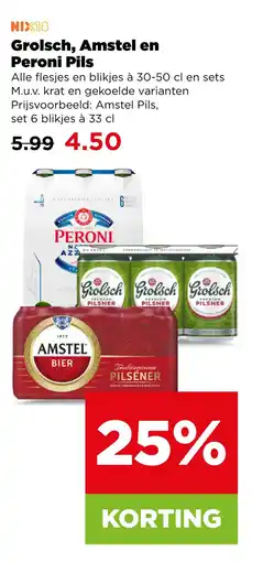 PLUS Grolsch, Amstel en Peroni Pils aanbieding