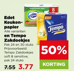 PLUS Edet Keuken- papier en Tempo Zakdoekjes aanbieding