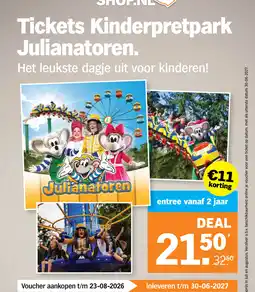 Albert Heijn Tickets Kinderpretpark Julianatoren. aanbieding