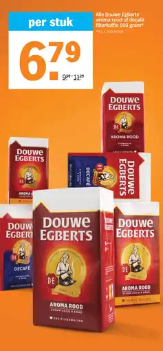 Albert Heijn Alle Douwe Egberts aroma rood of décafé filterkoffie aanbieding