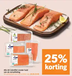 Albert Heijn Alle AH Zalmfilet Zonder Huid van de Versafdeling aanbieding