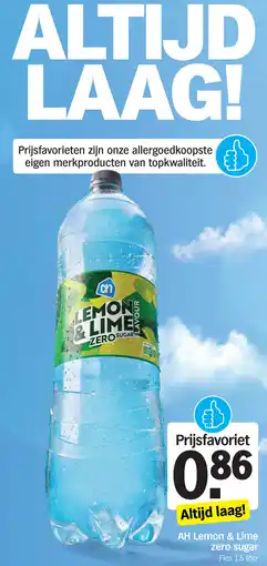 Albert Heijn AH Lemon & Lime Zero Sugar aanbieding