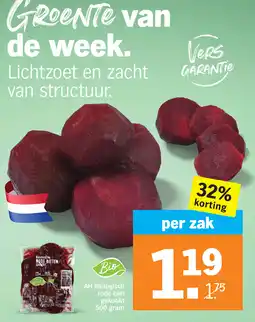 Albert Heijn AH Biologisch Rode Biet Gekookt aanbieding