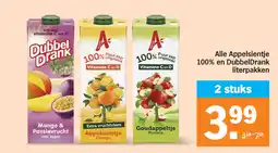 Albert Heijn Alle Appelsientje 100% en DubbelDrank Literpakken aanbieding