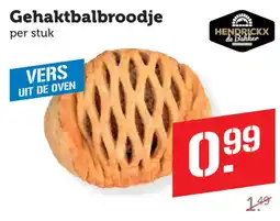 Coop Hendrickx de Bakker Gehaktbalbroodje aanbieding