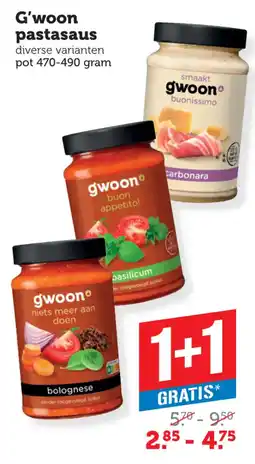 Coop G'woon pastasaus aanbieding