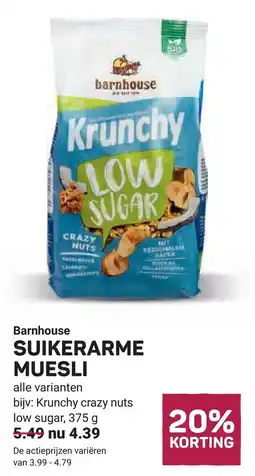Ekoplaza Barnhouse suikerarme muesli aanbieding