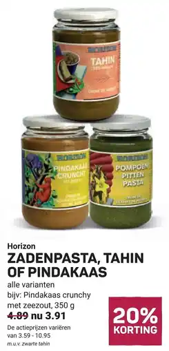 Ekoplaza Horizon zadenpasta, tahin of pindakaas aanbieding