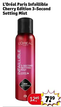 Kruidvat L'Oréal Paris Infaillible Cherry Edition 3-Second Setting Mist aanbieding