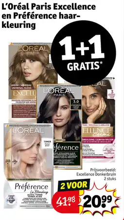 Kruidvat L'Oréal Paris Excellence en Préférence Haarkleuring aanbieding