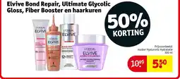 Kruidvat Elvive bond repair, ultimate glycolic gloss, fiber booster en haarkuren aanbieding