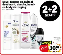 Kruidvat Dove, rexona en zwitsal deodorant, douche, hand en bodyverzorging aanbieding