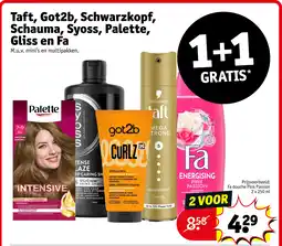 Kruidvat Taft, got2b, schwarzkopf, schauma, syoss, palette, gliss en fa aanbieding