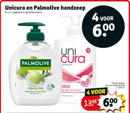 Kruidvat Unicura en palmolive handzeep aanbieding