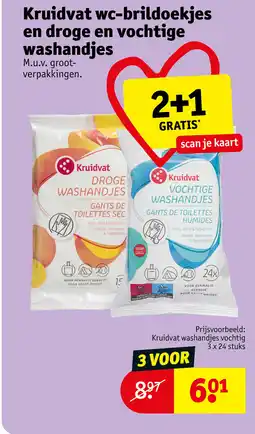 Kruidvat Kruidvat wc-brildoekjes en droge en vochtige washandjes aanbieding