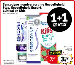Kruidvat Sensodyne mondverzorging gevoeligheid plus, gevoeligheid expert, clinical en kids aanbieding