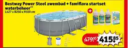 Kruidvat Bestway power steel zwembad + famiflora startset waterbeheer aanbieding