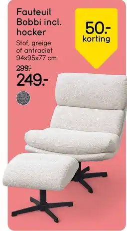 Leen Bakker Fauteuil Bobbi incl. Hocker aanbieding