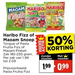 Vomar Voordeelmarkt Haribo Fizz of Maoam Snoep aanbieding