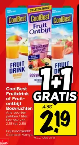 Vomar Voordeelmarkt CoolBest Fruitdrink of Fruit-ontbijt Bosvruchten aanbieding